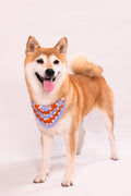 Bandana en crochet violet, orange & blanc