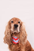 Bandana en crochet rouge, violet & blanc