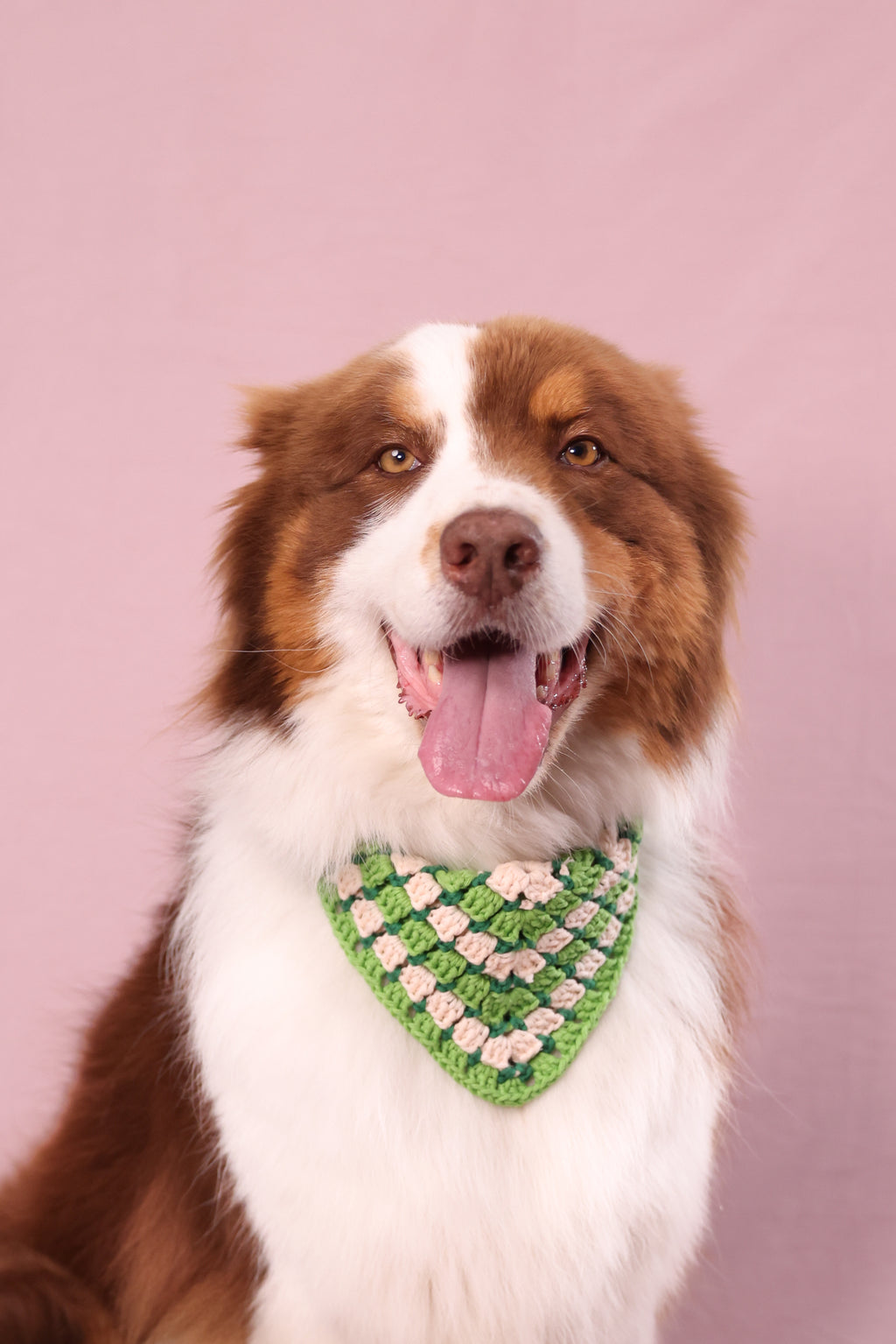 Bandana en crochet vert & blanc