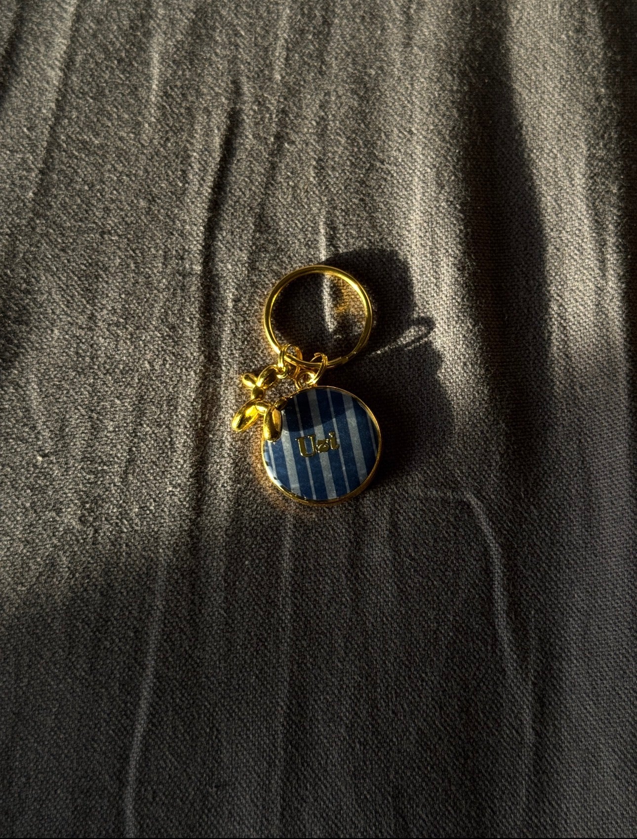 Médaille rayée bleue - pampille chien gonflable